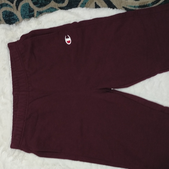 Champion reverse weave burgundy sweatpants logo spellout  medium - Picture 8 of 13